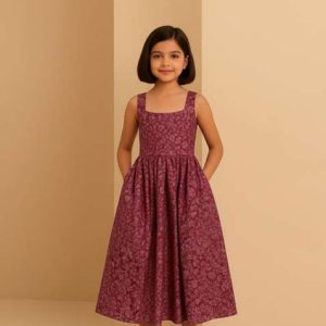 girls pink solid satin georgette fusion set