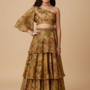 girls multicolor printed tissue fusion set