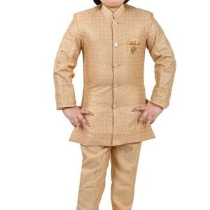 golden jacquard jacquard boys sherwani