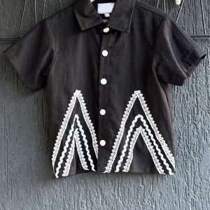 black slub cotton slub shirt for boys