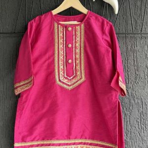 marigold printed cotton kurta set for girls