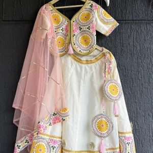 sunflower printed cotton lehenga set for girls