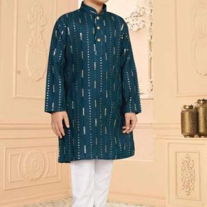 rama sequins work cotton kurta with pyjama for boys