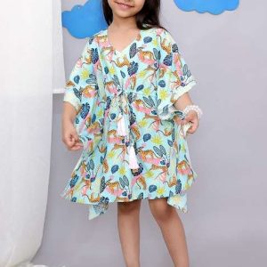 blue tiger print kaftan for girls