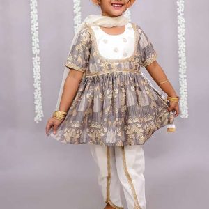 grey pichwai print set for girls