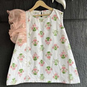 white floral print frill dress for girls
