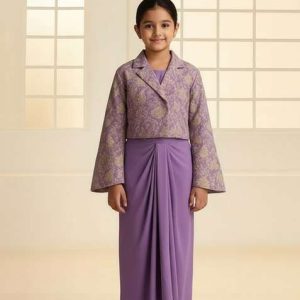 girls lilac brocade fusion set