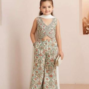 girls multicolor floral print rayon fusion set