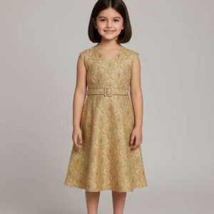 girls green brocade dress