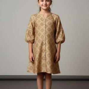 girls golden brocade dress