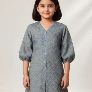 girls blue brocade dress