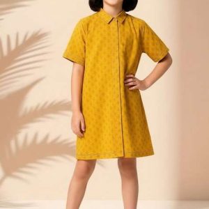 girls yellow brocade dress