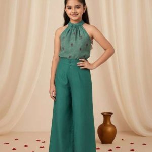 girls sea green brocade co ord set