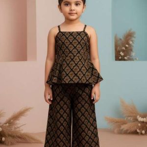 girls black brocade co ord set