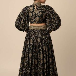 girls black floral print satin co ord set