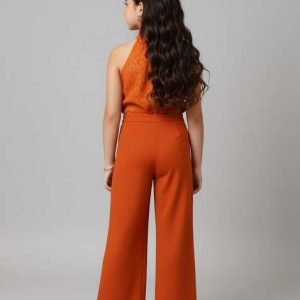girls orange brocade co ord set