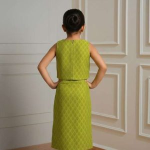 girls light green brocade co ord set