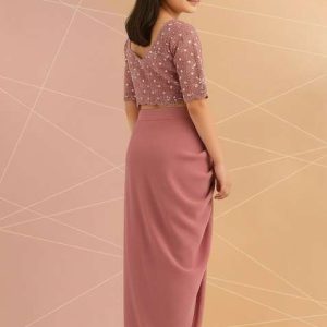 girls pink embellished georgette fusion set