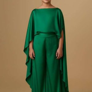 girls teal blue solid satin kaftan set