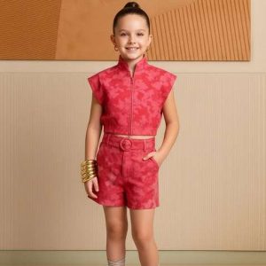 girls pink brocade co ord set