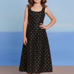 girls black embellished denim dress