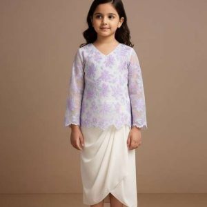 girls white sequin net fusion set
