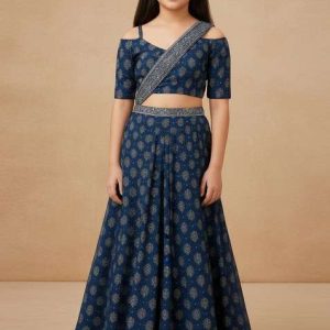 girls blue figure print fusion set