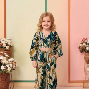 girls multicolor poplin abstract printed co ord set