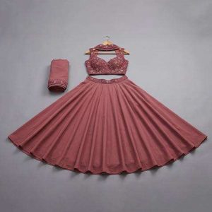 girls mauve sequin blouse georgette lehenga set