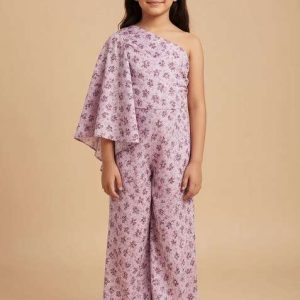 girls pink floral printed fusion set