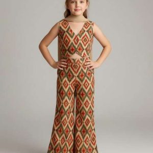 girls multicolor rayon ikat printed fusion set