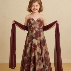 girls multicolor georgette abstract printed anarkali set