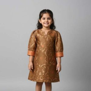 girls gold brocade dress
