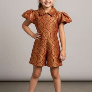 girls maroon brocade dress