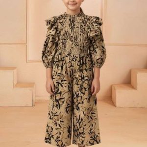 girls multicolor floral print poplin jumpsuit