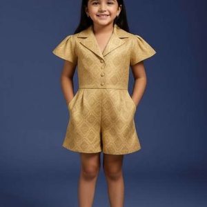 girls metalic gold brocade dress
