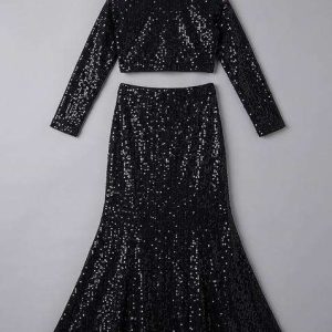 girls black sequin net lehenga set