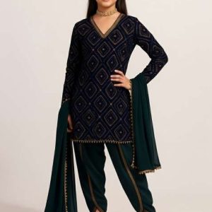 girls violet embellished chinon fusion set