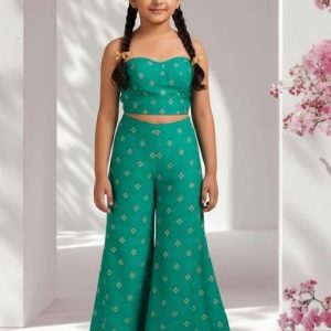 girls sea green jacquard tissue fusion set