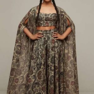 girls multicolor floral print georgette fusion set