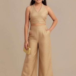girls peach brocade fusion set