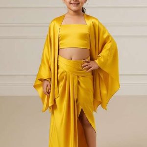 yellow tissue solid fusion set for girls