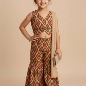 multi color rayon figure print fusion set for girls