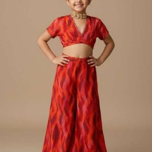 multi color chiffon floral print fusion set for girls